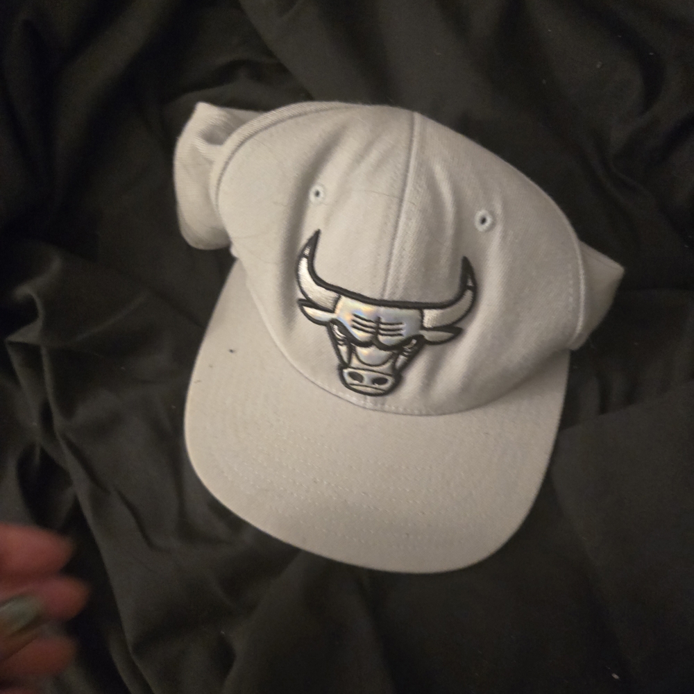 Mitchell & Ness Light Gray Bull Logo Hat